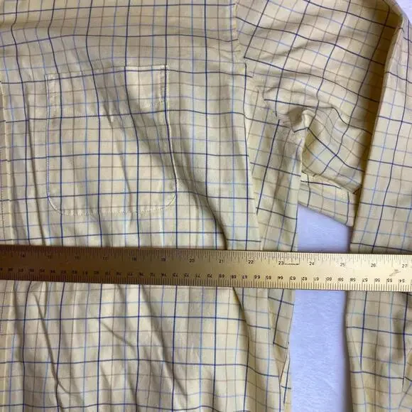 LL‎ Bean Wrinkle Resistant Yellow Plaid Long Sleeve Cotton Button Dress Shirt XL - Picture 2 of 4